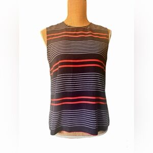 Equipment Femme 100% Silk Striped Button Down Back Tank